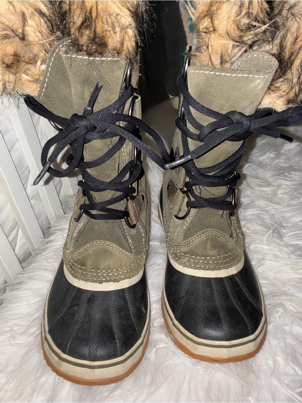 SOREL JOAN of ARCTIC Boots Green Suede/Rubber Snow Winter Sz 8 - Picture 11 of 13